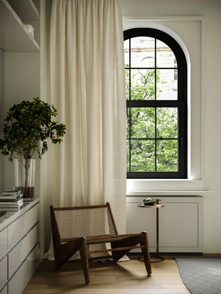 A neutrally staged living room